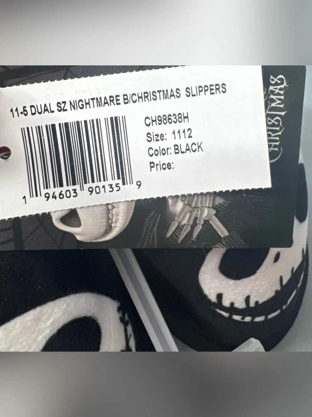 The nightmare before Christmas jack skellington slip-on sole grip slippers 11/12